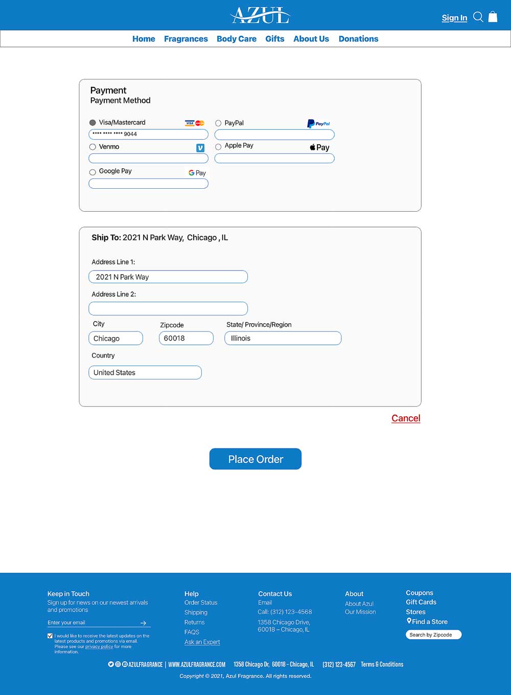 final place order page