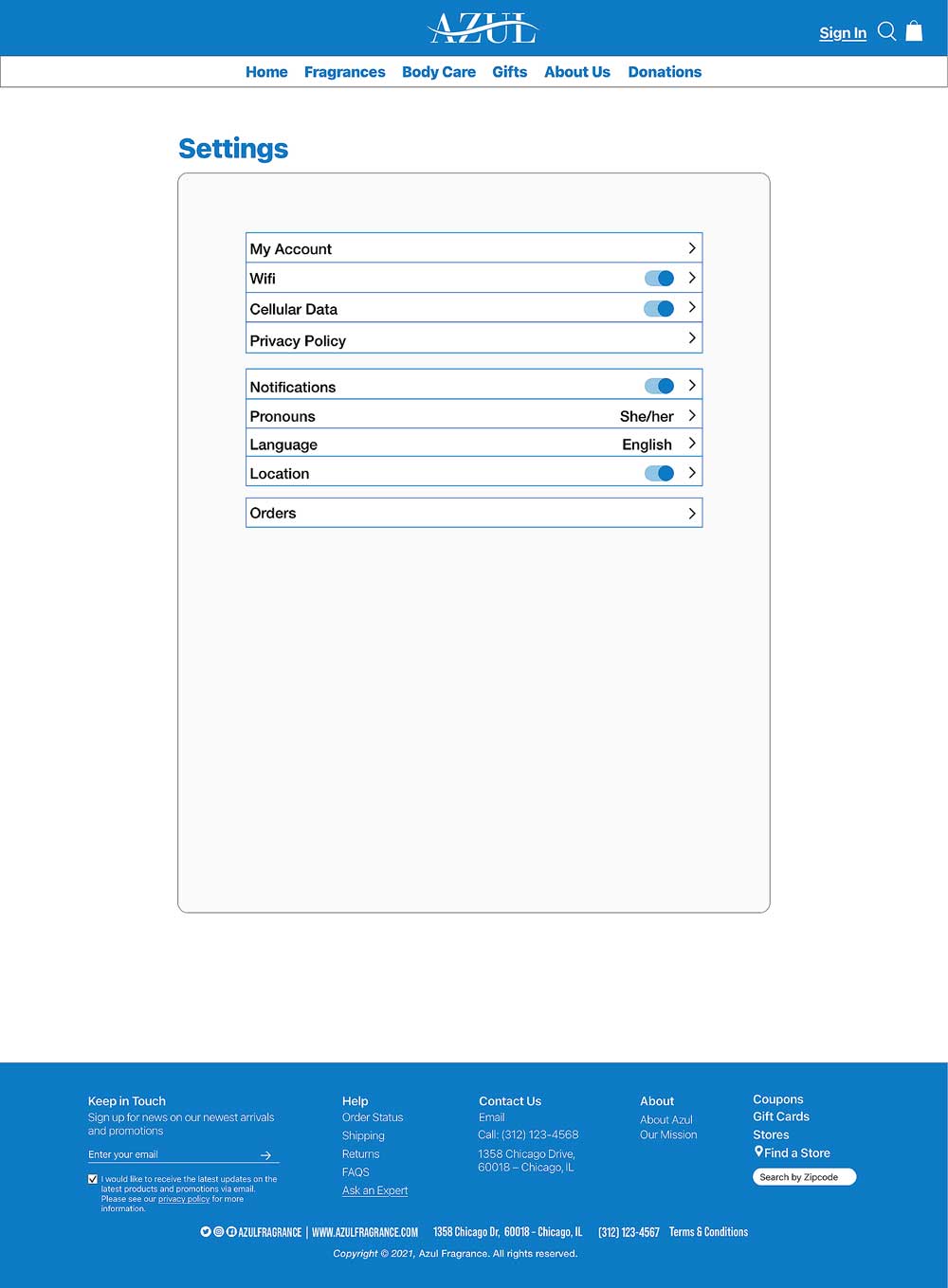 final settings page