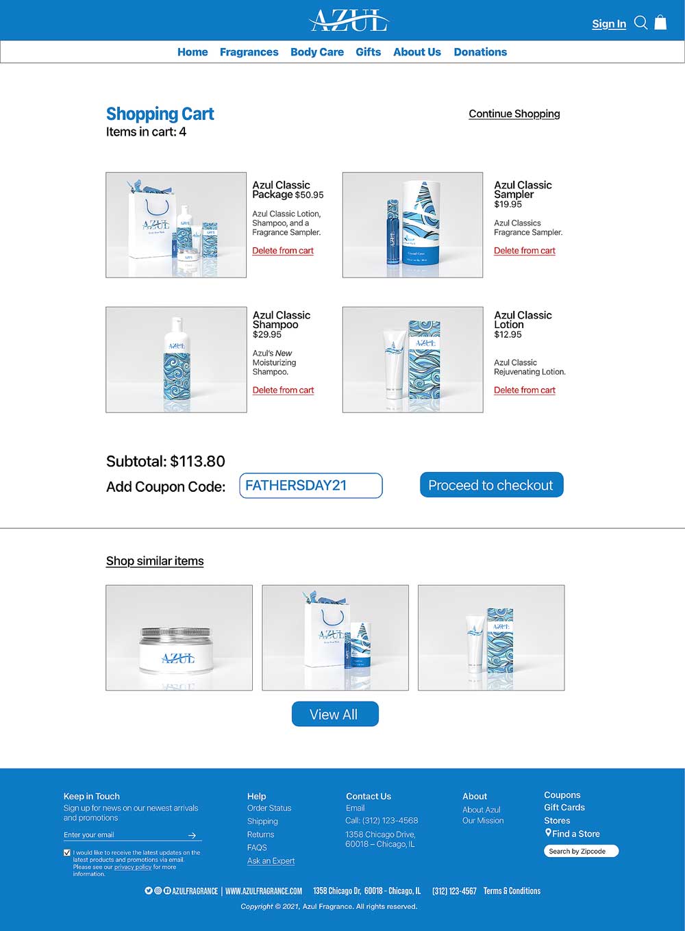 final shopping cart page