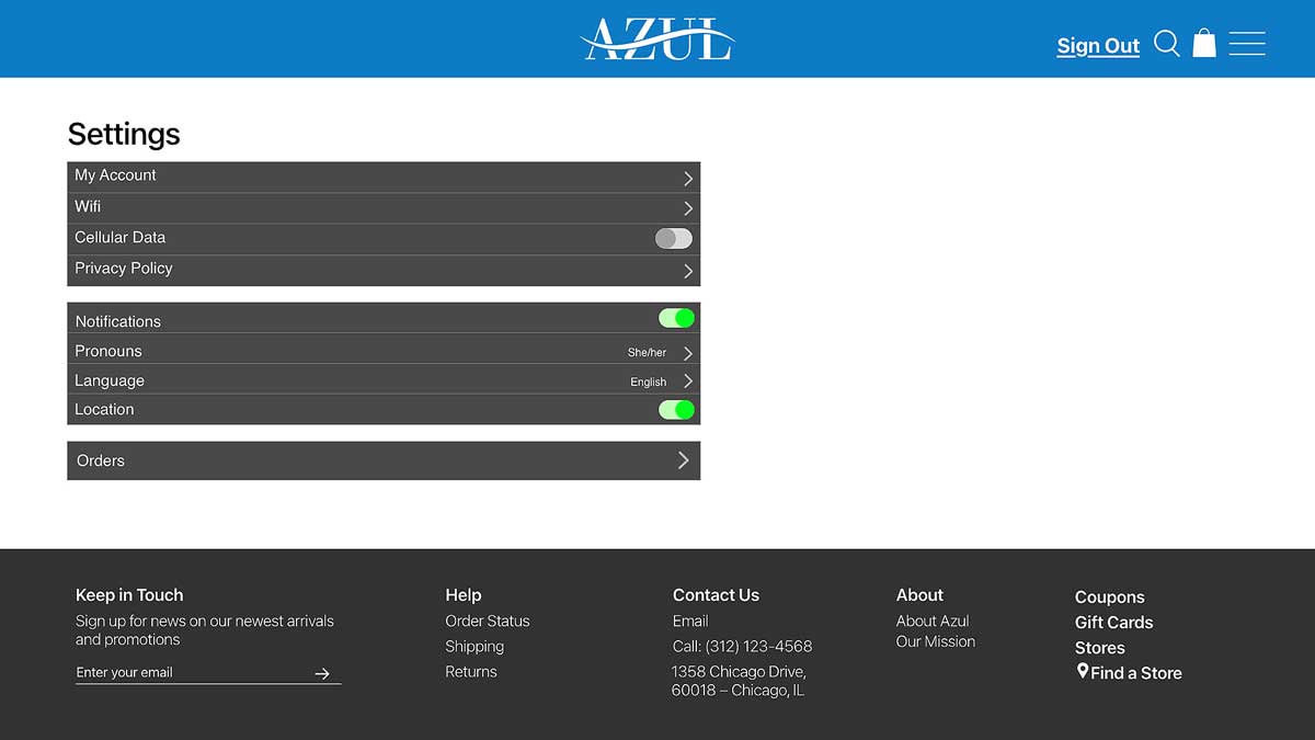 Settings Page