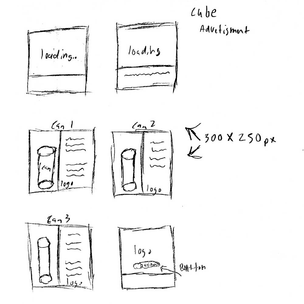 cube advertisment sketch